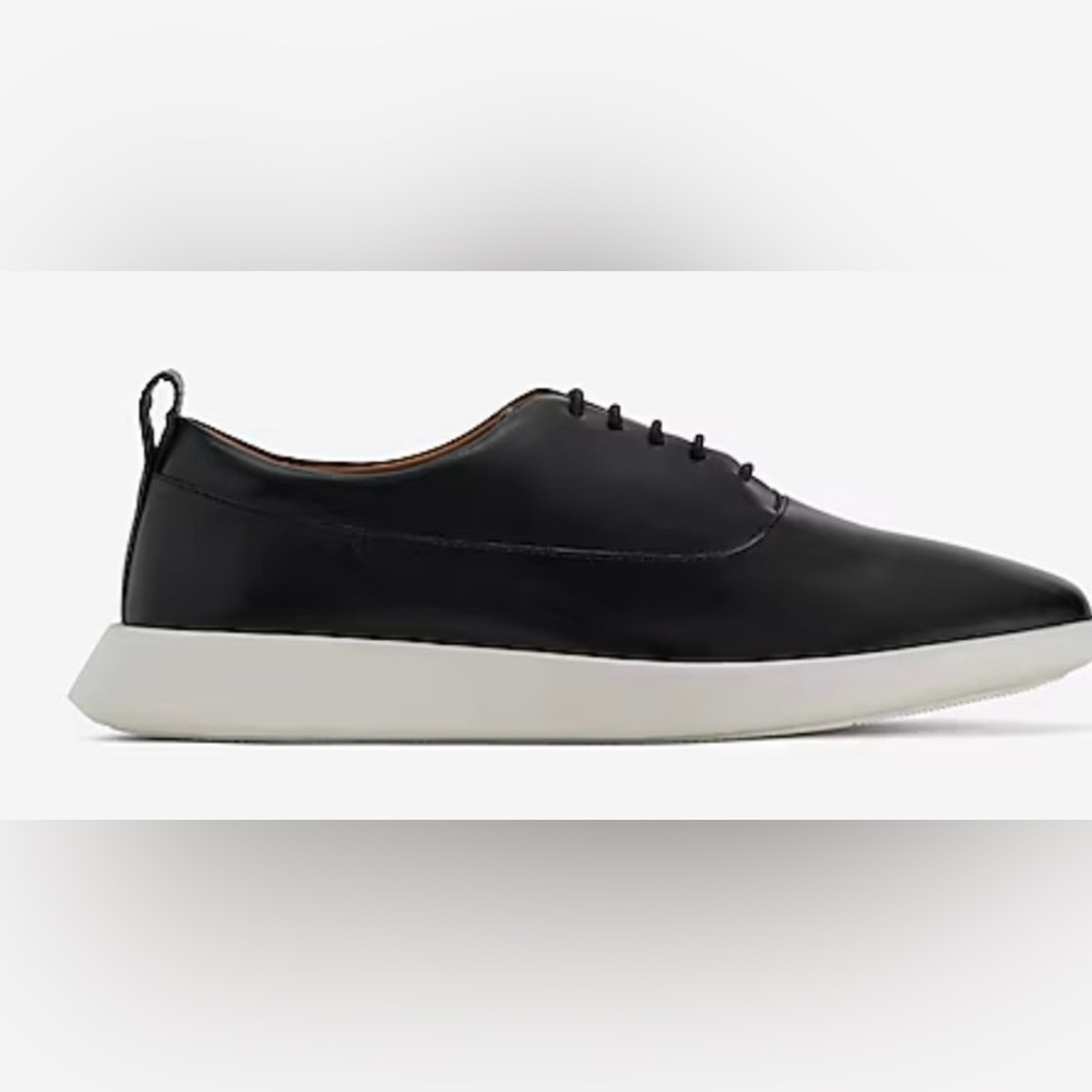 👞 NWT Express Men’s Pitch Black Leather Oxford Sneakers Size 10